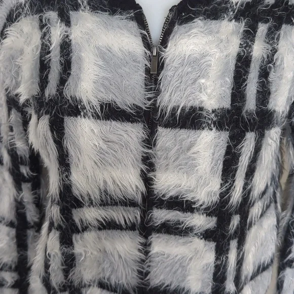Women's 1.State Plaid eyelash sweater jacket-sz S - Picture 5 of 8